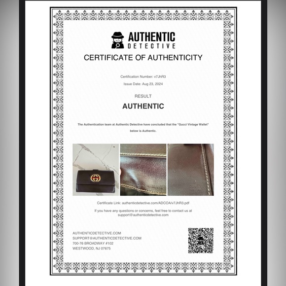 Gucci Brown Leather with Gold Emblem and Sherry Line Wallet w/COA - Picture 2 of 6